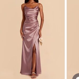 Elegant Mauve Satin Evening Gown